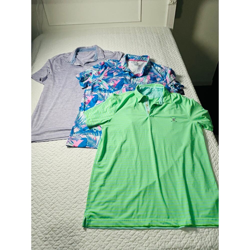 GOLF SHIRT BUNDLE- St John’s Bay, Chaps Golf Green Striped & Izod Golf - XL